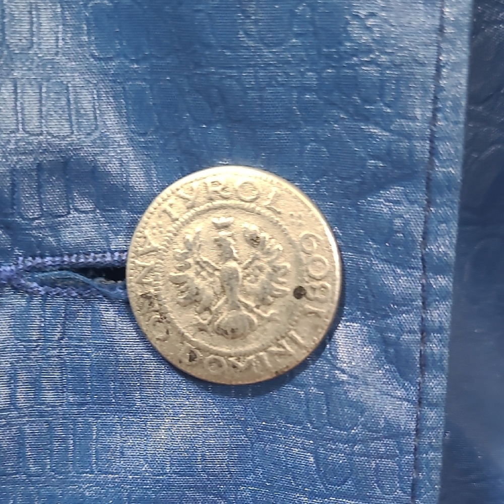 LG Vintage Longline Blue Trench Coat Notched Lapels Faux Leather 80s Glamour - Picture 5 of 16